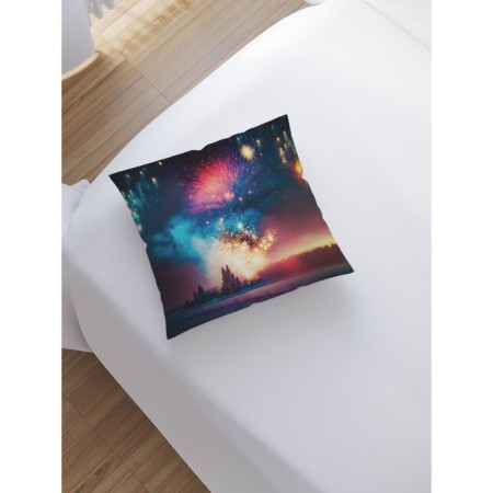 Decorative pillowcase "Salute in winter", on a zipper, size 45x45 cm-1