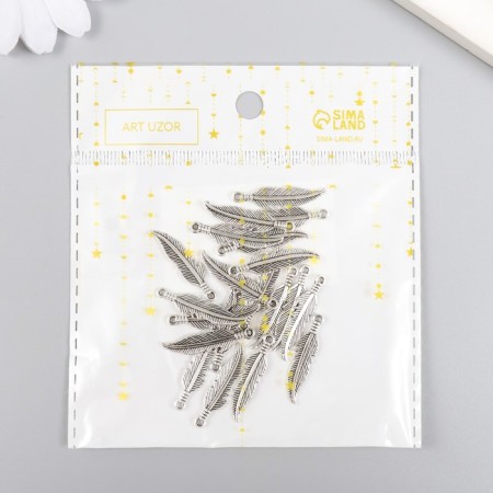 Decor for creativity Metal "Peryshko" silver set 20 pcs 2.6x0.7 cm-3