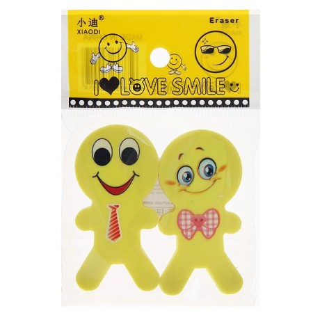 A set of curly erasers "Smile", 2 pieces, in a blister, mix-4