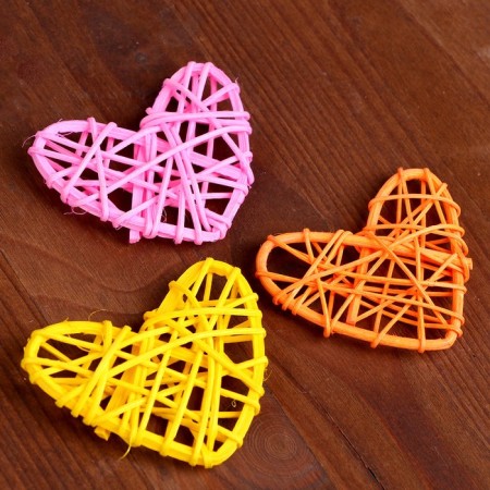 Decor for creativity from the vine "Heart" set of 3 pcs., Size 1 pc. - 6.5 × 6 cm, color mix-1