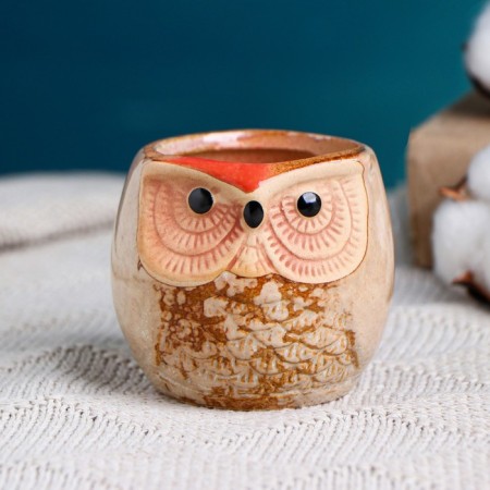 Pot "Owl Ukhta" 6.5x6.5x6cm, brown-1