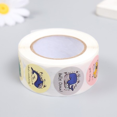 Stick Paper "Whales" d = 2.5 cm 500 pcs in a roll 3x6.5x6.5 cm-2