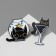 Set of badges (2pcs) "cats" mysterious, black and white color in ferrous metal