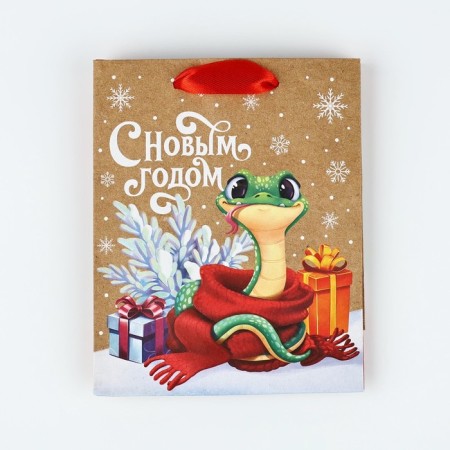 New Year. Package Gift New Year Craft vertical “Snake 2025”, S 15 x 12 x 5.5 cm, New Year-3