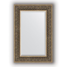 Mirror with fatset in the baguette frame - silver monogram 101 mm, 59 x 89 cm, evoForm