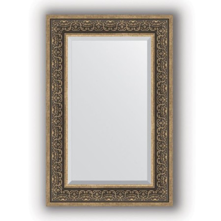Mirror with fatset in the baguette frame - silver monogram 101 mm, 59 x 89 cm, evoForm