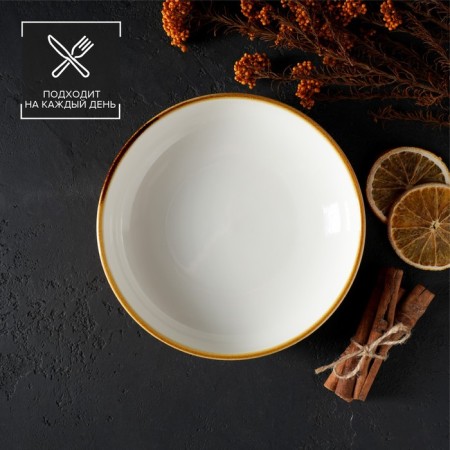 Porcelain deep Magistro "Cerera", 700 ml, D = 18.5 cm, Orange color-5