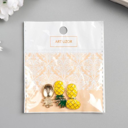 Decor for creativity metal, enamel "pineapp" gold 1.4x1.2 cm-3
