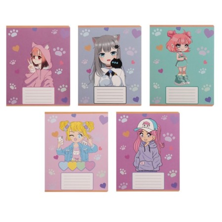 Notebook 12 sheets in the "Anime 013" line, cover shaking cardboard, VD-LK, block No. 2 (gray sheets), mix