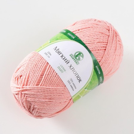 Yarn "soft cotton" 70% cotton, 30% nylon 220m/100g (037 peach)-1