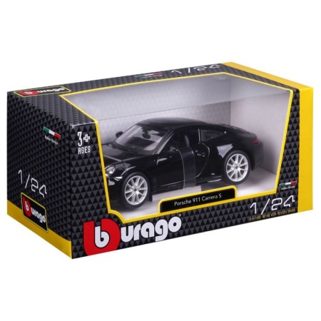 BBURAGO Porsche 911 Carrera S, Die-Cast, 1:24, opening doors, black color-10