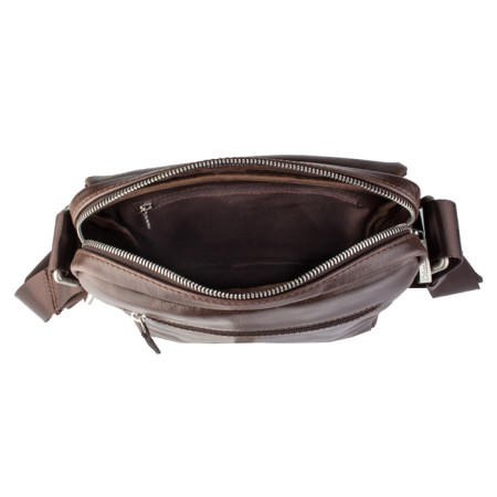 Male bag, lightning department, 2 outer pockets, adjustable belt, brown color-2