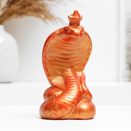 Figure "Snake with the crown" red with gilding, 7cm