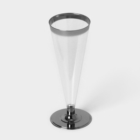 Plastic disposable glass for champagne “flute”, 150 ml, with metallized boots, transparent color, 6 pcs/units-3