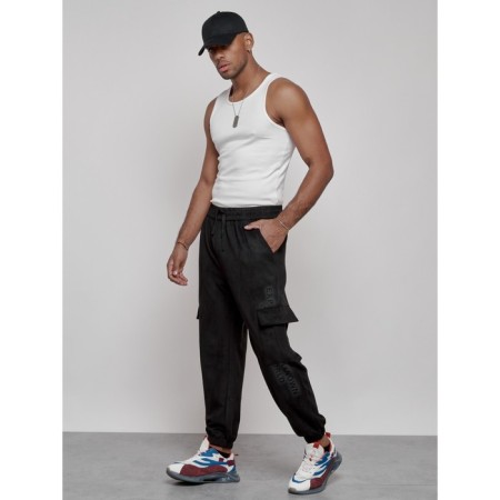 Joggers are sports male, size 56, black color-2