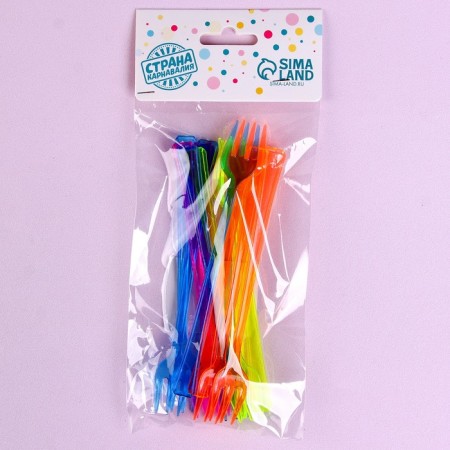 Plastic forks, in a set 12 pieces, color mix-3