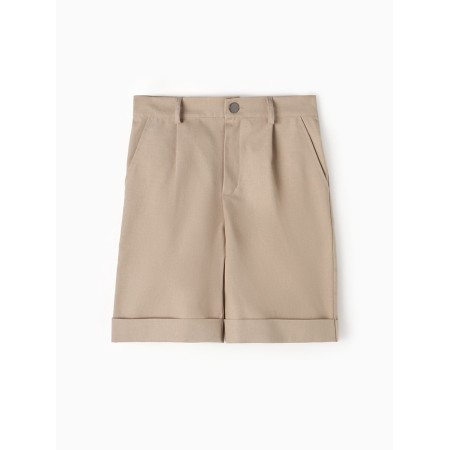 Shorts for a boy, minku: eco style, dark beige color, height 122 cm