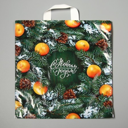 Package "New Year's Bazaar", polyethylene with a loop pen, 42 x 38 cm, 40 μm