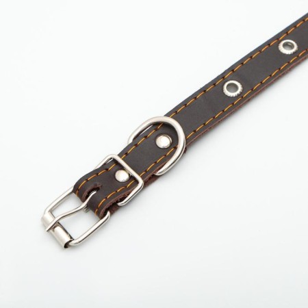 A single -layer leather collar with corrugated eyelets, dimensionless, 50 x 2 cm, brown-3
