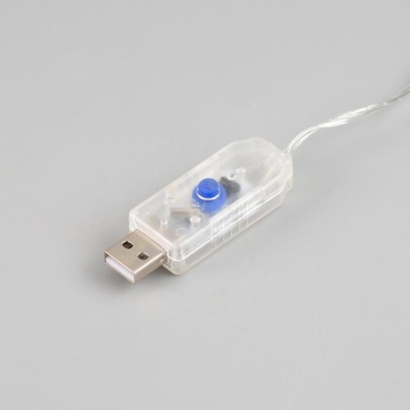 Garland "Curtain" 2.8 × 3 m dew on hooks, with a remote control, IP20, silver thread, 300 LED, glow aquamarine, 8 modes, USB-4