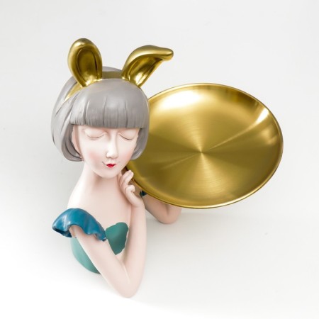 Souvenir Polystone Stand "Girl with Square ears" 32x17x24 cm-4