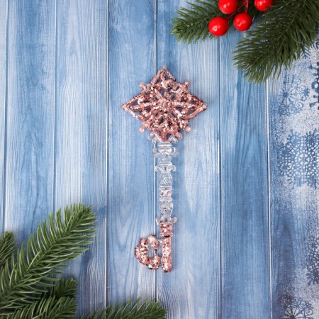 Decoration Christmas tree "Key shine" 16x6.5 cm, transparent pink