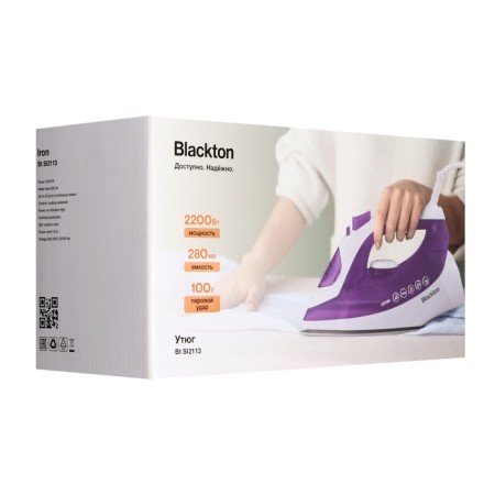 Iron Blackton BT SI2113, ceramic sole, 2200 watts, 20 g/min, 280 ml, white-violet-2