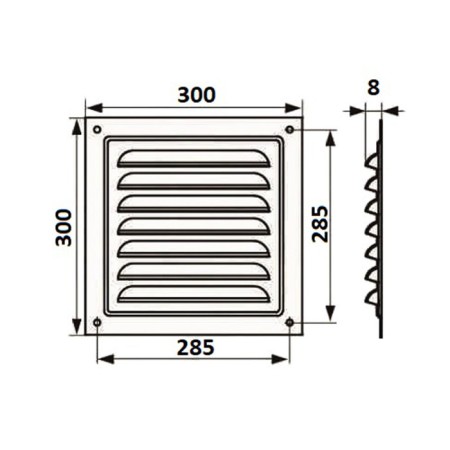 Ventilation grate Zein Lux RM303sk, 300 x 300 mm, with a grid, metal, clone bone-6
