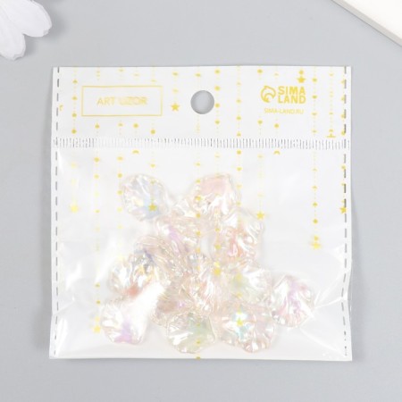 Beads for creativity plastic "Lesson" set 20 pcs Transparent mother -of -pearl 1.7x1.5 cm-3