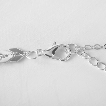 The necklace "chain" leaflets and beads, white color in silver, 45 cm-1