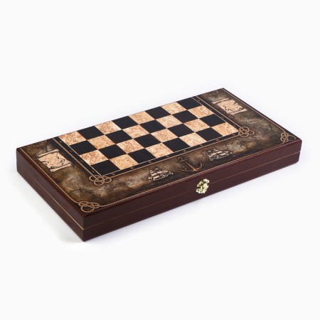 Wooden chess "sea map", 50 x 50 cm, king H-9 cm, pawn H-4.5 cm-2
