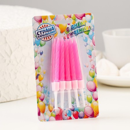 Candles for the cake "Neon", 10 pcs, pink 5 cm-7