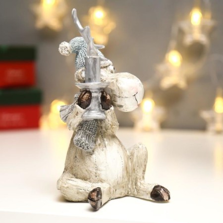 Souvenir Polystone Light "Losik in a cap with a candle" 17.2x11x9 cm-2