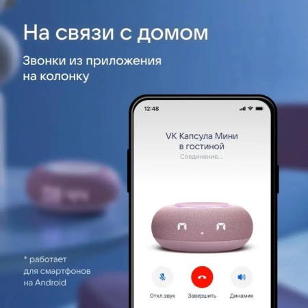 Smart column VK capsule mini (MRC02PI), voice assistant Maroussia, 5W, Wi-Fi, BT4.2, pink-9