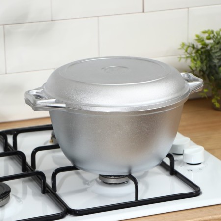 Cauldron, 3 l, scrap cover, alloy handles, silver color-1