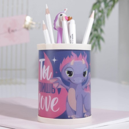 Organizer for the office, stand for handles and pencils “You will be from Love” 11.1 x 8 cm-1