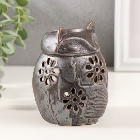 Ceramics candlestick per 1 candle "fox" brown 7.5x7.5x11 cm-2