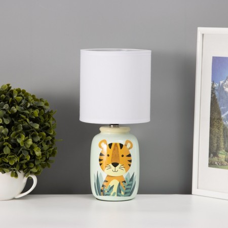 Board lamp with lampshade Risalux "Tiger" Children's, E14, 40 W, Green, 13 × 13 × 27 cm-2
