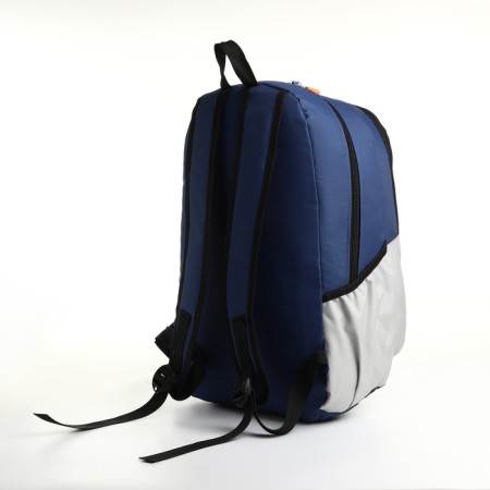 School backpack, 2 lightning departments, 3 pockets, gray/blue color-3
