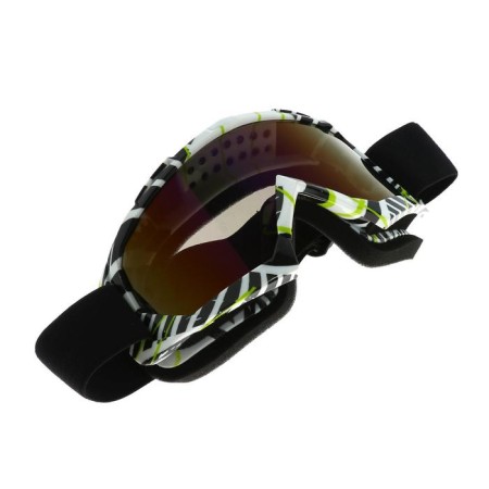 Mask glasses for motorcycle engineering, glass blue-violet chameleon, white-black, OM-19-2