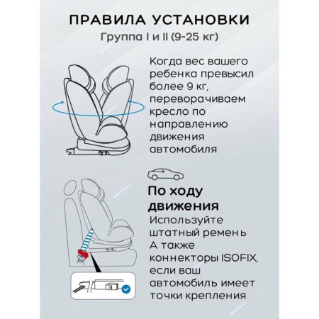 AMAROBABY BRILLANT, ISOFIX fastening, class D, group 0+/1/2/3 (0-36 kg), Biryuzovoy color, Brierous Class-11