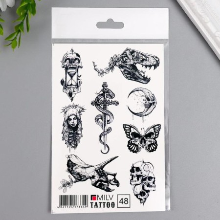 Tattoo on the body "Skull" 10x15 cm-3