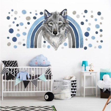 Stick plastic interior color "wolf and rainbow" 40x90 cm
