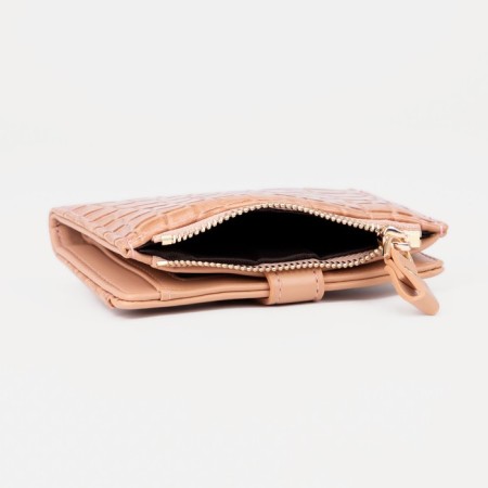 Women's wallet on the button, beige color-4