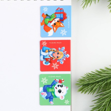 Gift New Year's kit “Kaifui on winter”: a notebook on a spiral A6, 40 sheets, magnetic bookmarks 3 pcs and a pen Plastic-11
