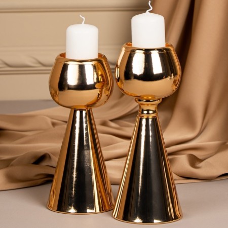 Summary Metal for 1 candle "Hyacinth", color gold 8 x 8 x 19 cm-5