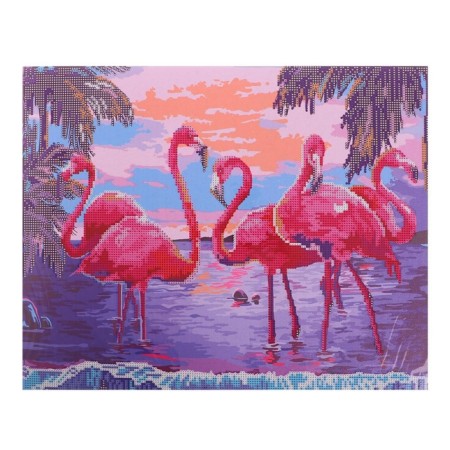 Diamond mosaic with partial filling on the subframe "Pink Flamingo", 40 x 50 cm-4
