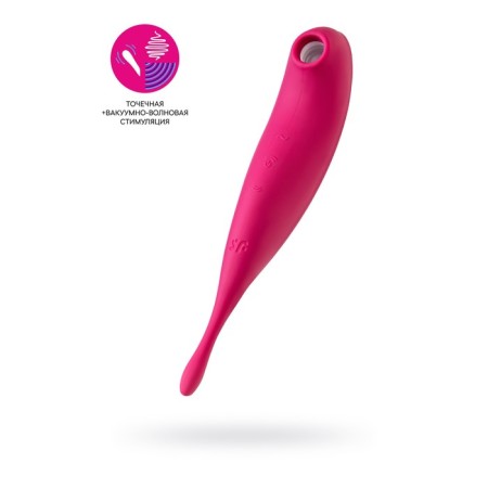 Vacuum-wave contactless stimulator of the Satiffyer Twirling Pro clitoris, silicone, red color