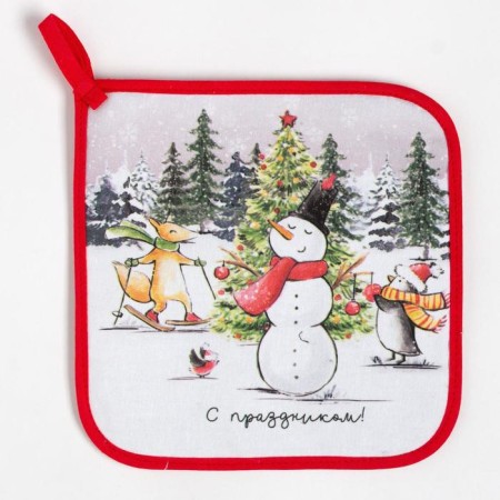 Kitchen kit “I wish you happiness” mittens-output 20x28cm, 19x19cm severity, 100% cotton-3