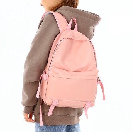 Youth backpack on a zipper, 3 pockets, pink color-1